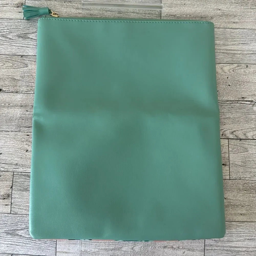 Rachel Palley Mint/Salmon Pink Tropical Fold over Clutch Pouch NWOT